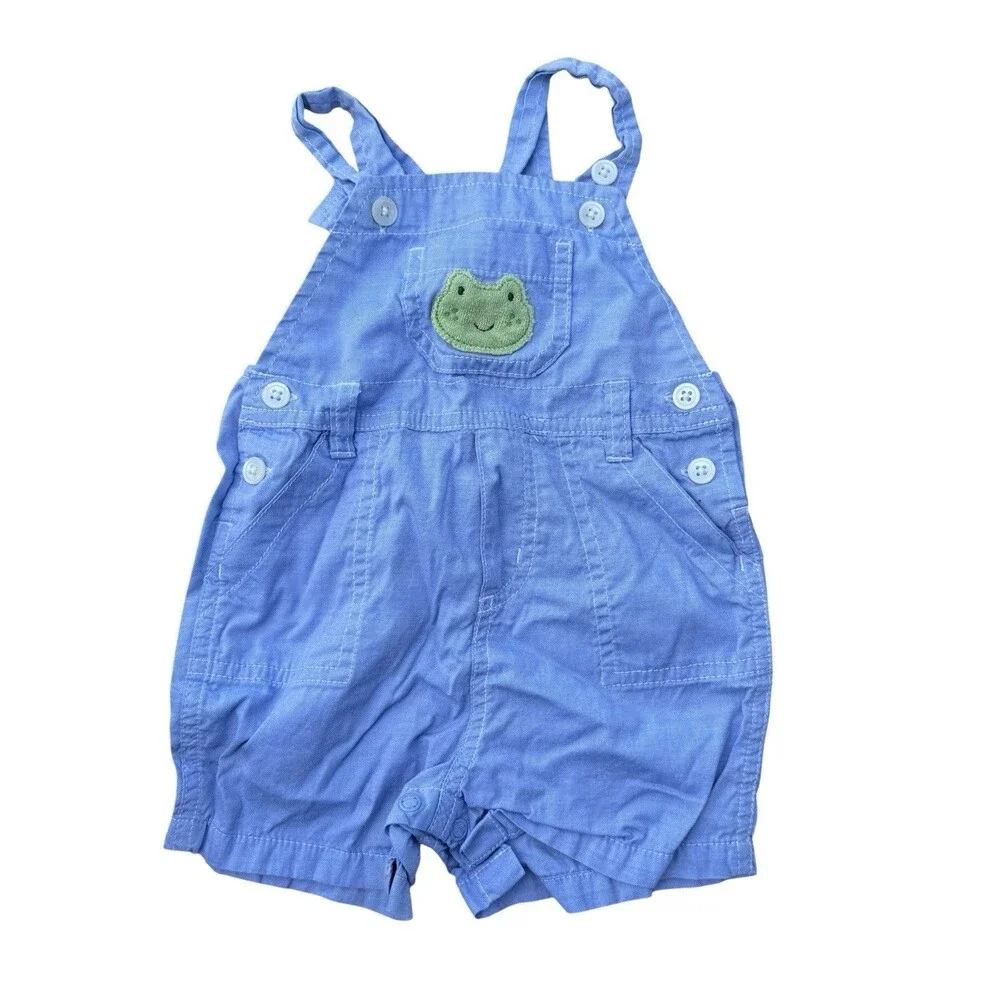 Carter's Boy Short Overall Size 9 Months With Frog Light Blue